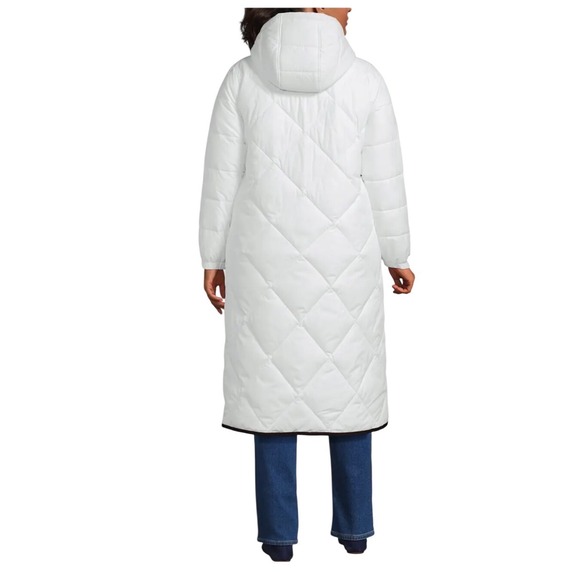 Lands End Puffer Coat Women's 2X Long ThermoPlume Insulated Coat Quilted Hooded - Picture 5 of 15